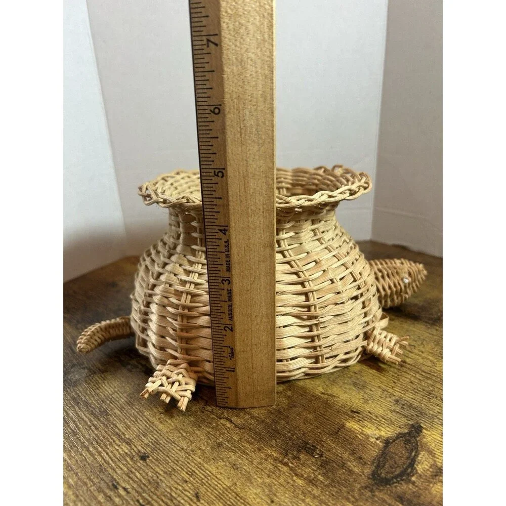 Vintage Turtle Shaped Basket Lightweight Decorative Storage Bowl 10” Long